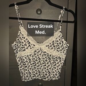 Stylish Black and White Tie Front Crop Camisole